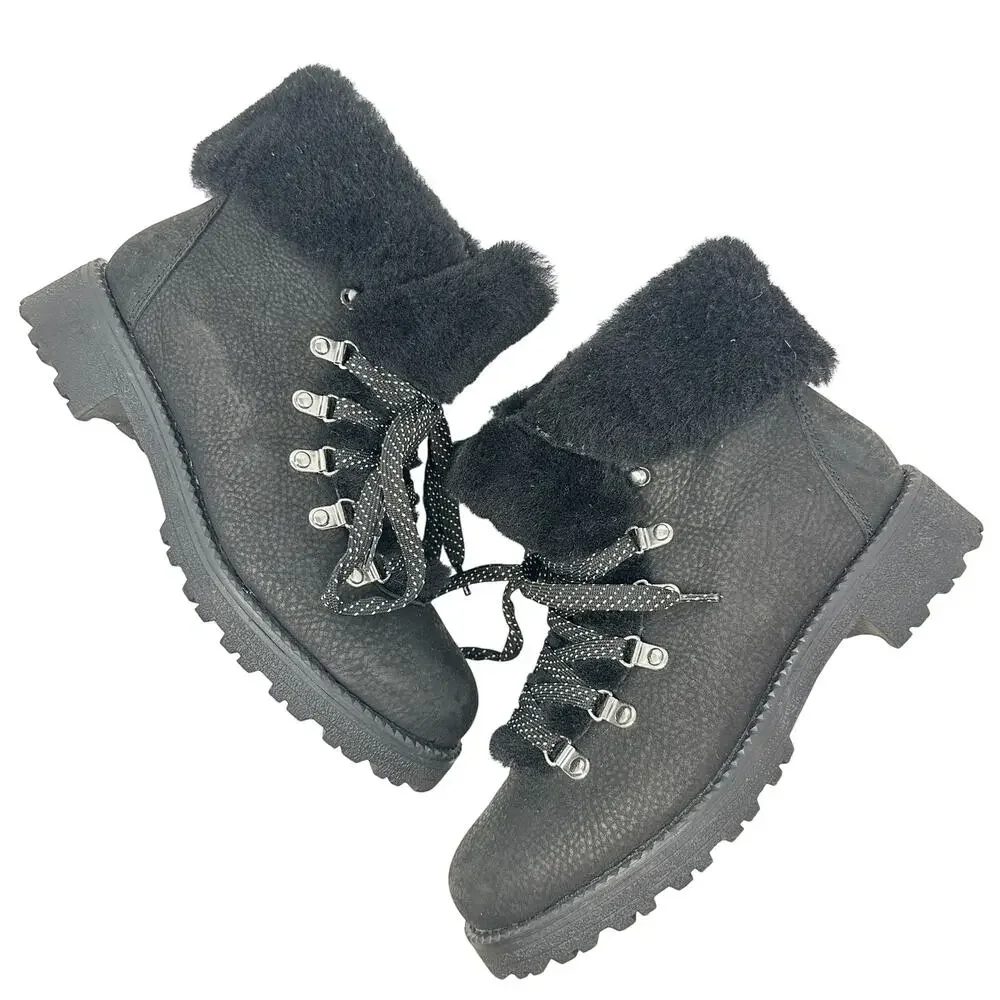 J. Crew Nordic Boots Black‎ Suede Winter Snow Boot Size 9